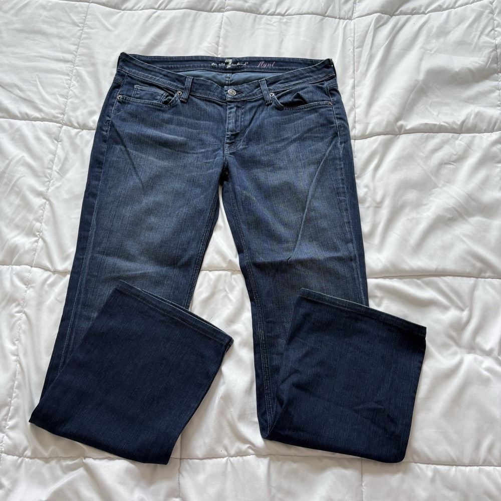 7 For All Mankind Flynt Low Rise Bootcut Jeans Womens 32 Blue Coastal Cowgirl
